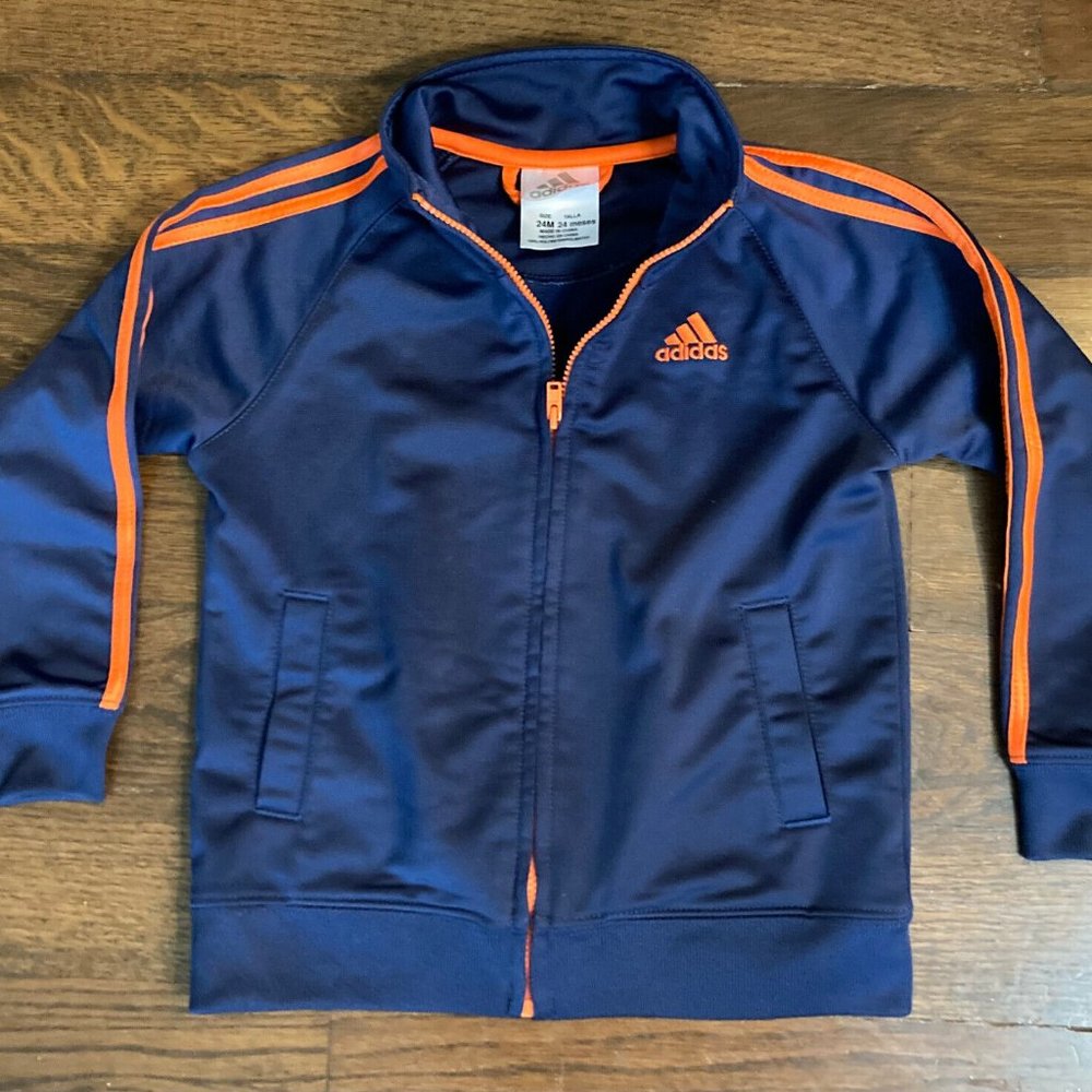 EUC Adidas Athletic Track Suit Black Jacket Size Medium (10/12) 24M